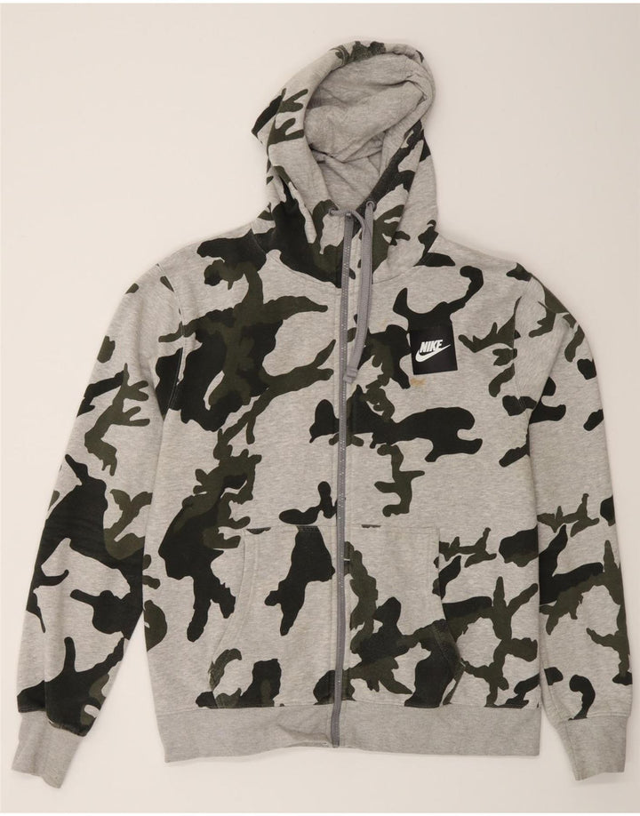 Nike Herren-Kapuzenpullover mit Reißverschluss, groß, graue Camouflage-Baumwolle