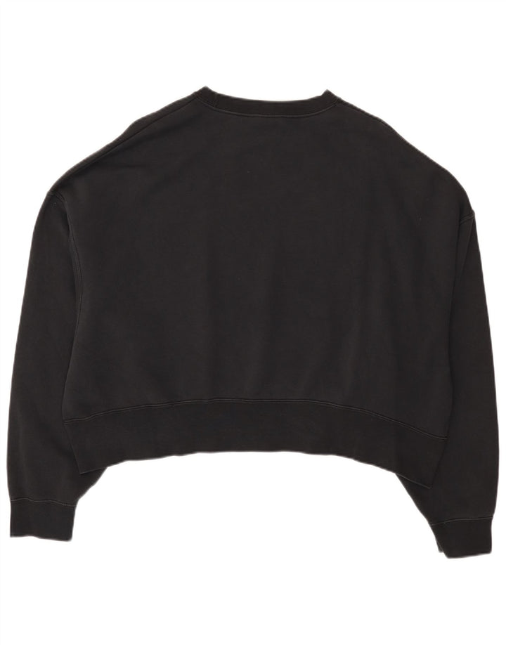 Nike Womens Crop Oversized Sweatshirt Pullover UK 14 Mittelschwarze Baumwolle