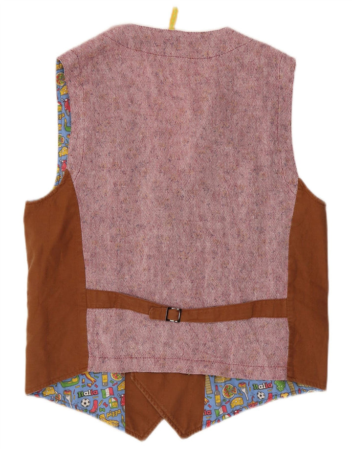 Berna Zweireihige Herrenweste aus mittelbrauner Baumwolle