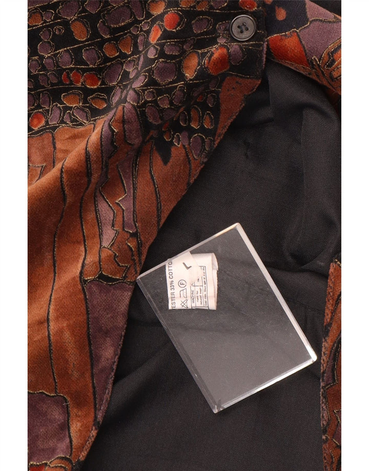 Vintage Herrenweste, groß, braun, Patchwork-Polyester
