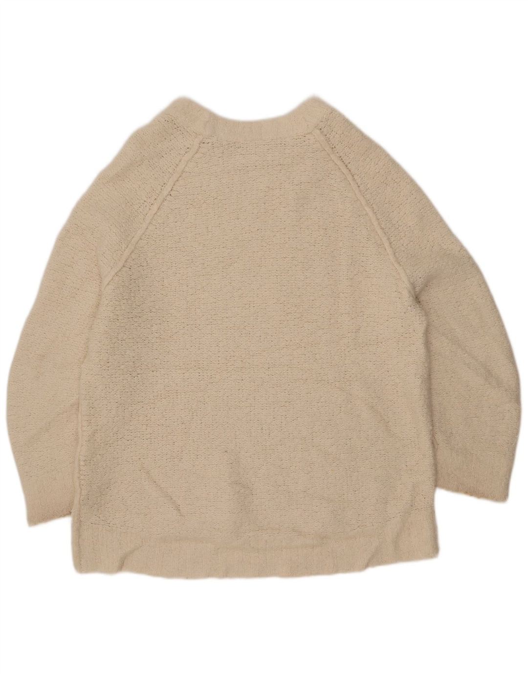 Vintage Damen Übergroßer Pullover mit U-Boot-Ausschnitt, UK 14, Mittelweiß