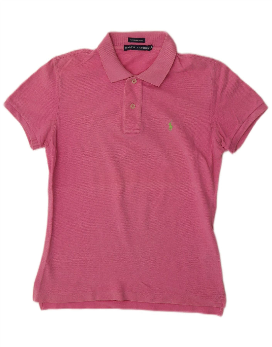 RALPH LAUREN Damen Skinny Poloshirt UK 12 Mittelrosa Baumwolle