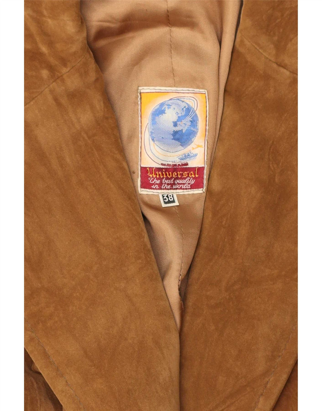 Vintage Damen 2-Knopf-Wildleder-Blazerjacke EU 38 Mittelbraun