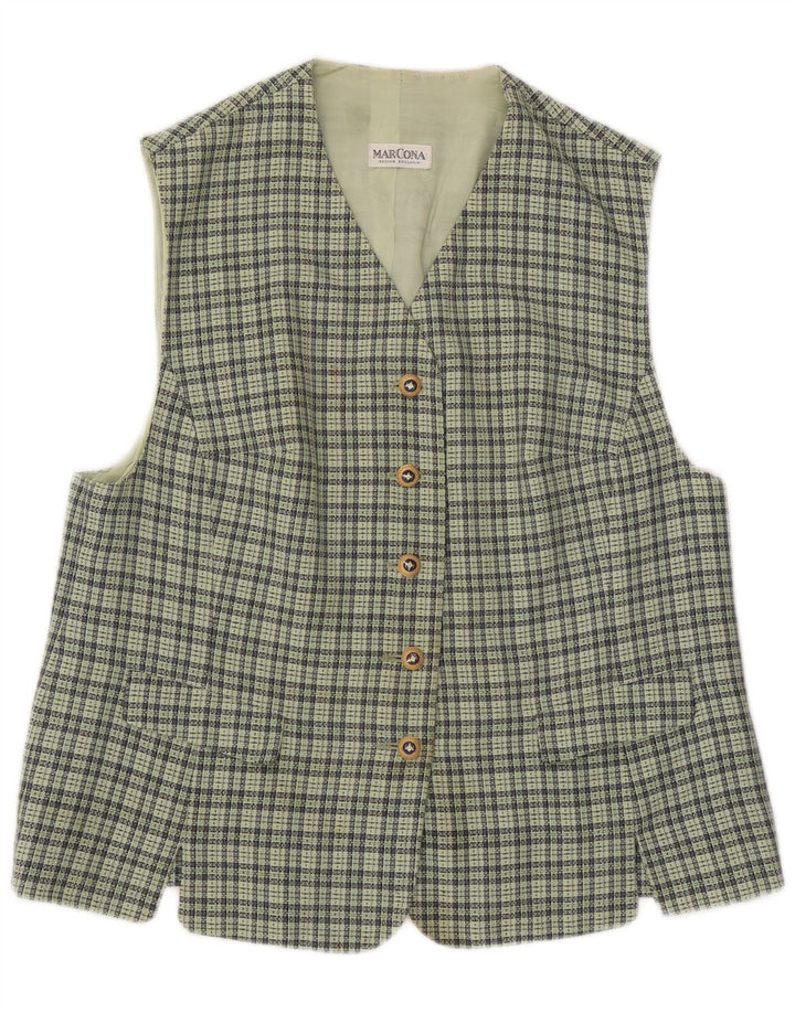 Vintage Damen Weste IT 46 Große grün karierte Wolle