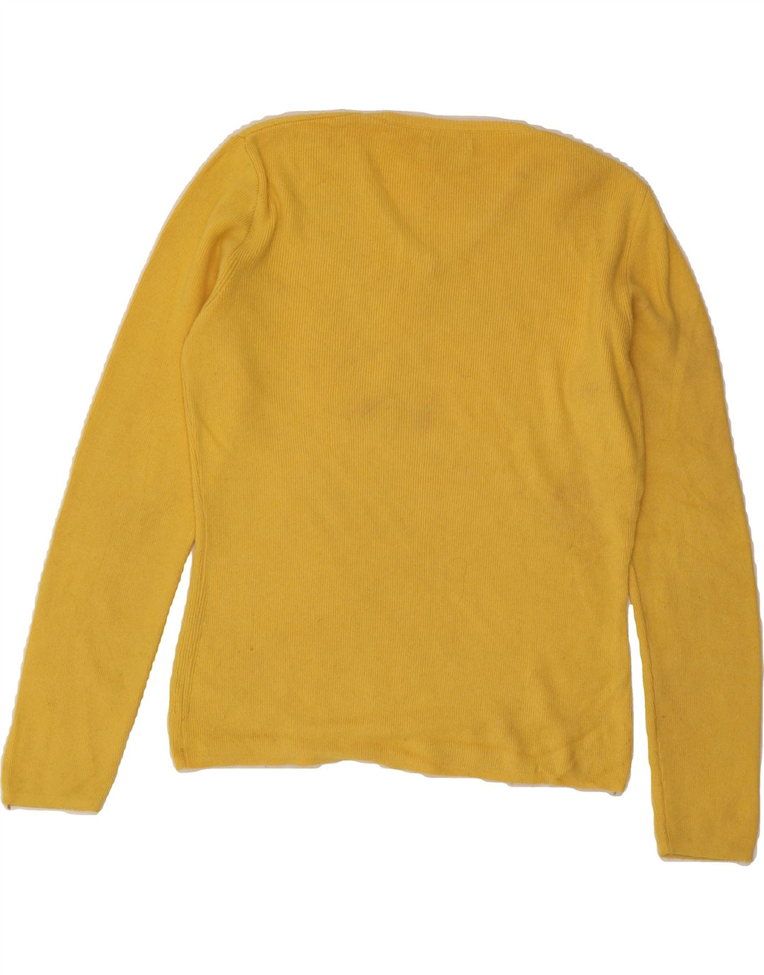 BENETTON Womens V-Neck Jumper Sweater UK 14 Medium Yellow Viscose Vintage Benetton and Second-Hand Benetton from Messina Hembry 