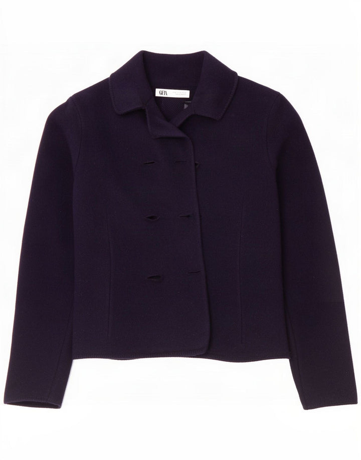 Zara Damen Blazer Jacke UK 14 Mittel Marineblau Wolle