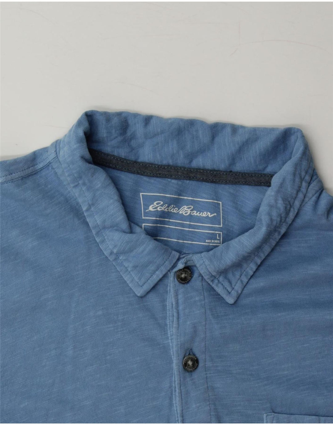 EDDIE BAUER Mens Polo Shirt Large Blue Cotton Vintage Eddie Bauer and Second-Hand Eddie Bauer from Messina Hembry 