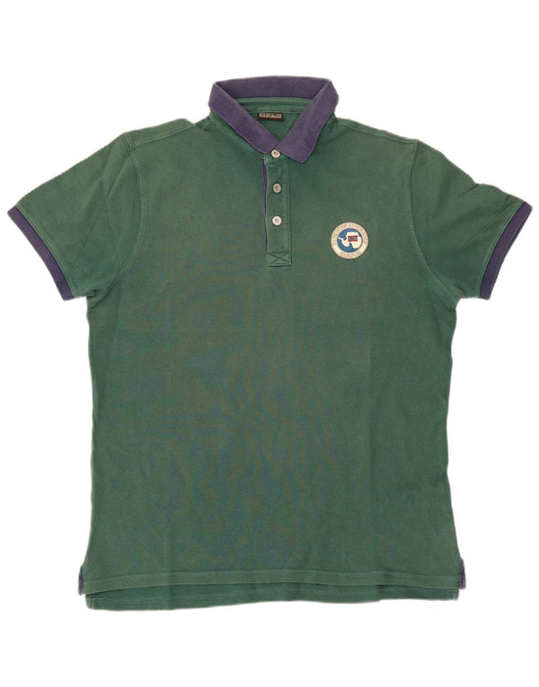 Napapijri Herren Geographic Rugby Poloshirt XL Grün Colourblock Baumwolle