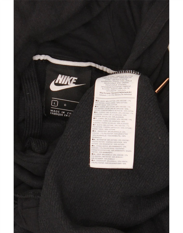 NIKE Damen-Kapuzenpullover, übergroß, lang geschnitten, mit Grafik, UK 16, Größe L, Schwarz