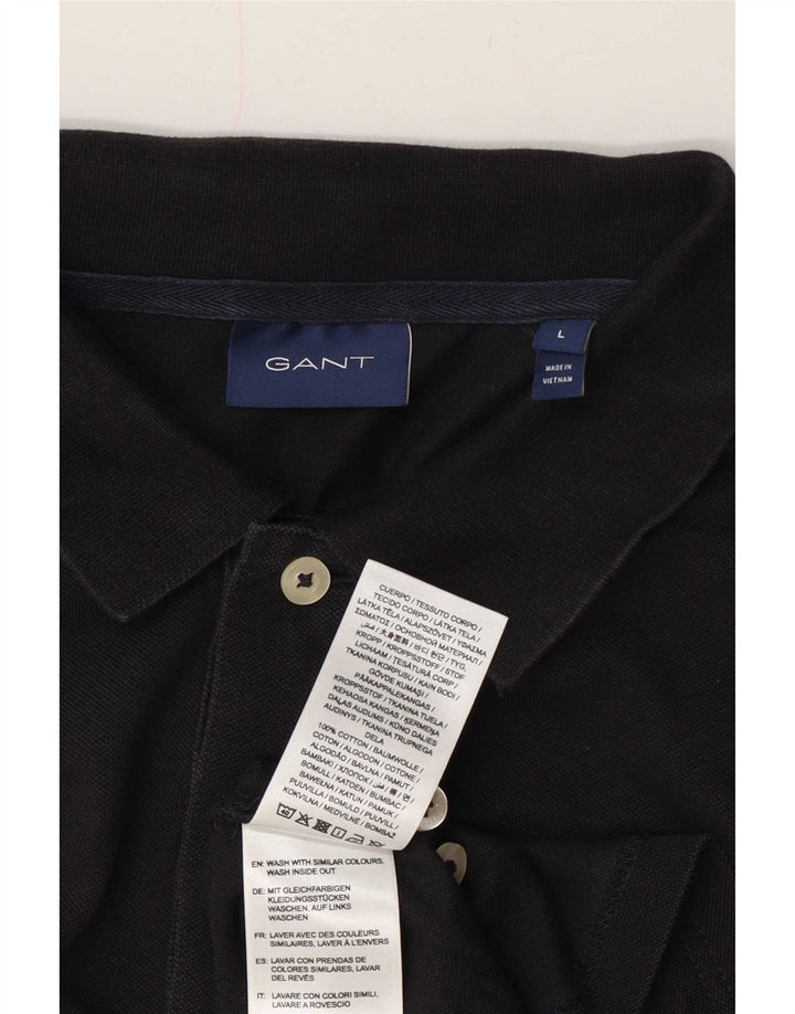 Gant Herren-Poloshirt mit Grafik, groß, aus schwarzer Baumwolle