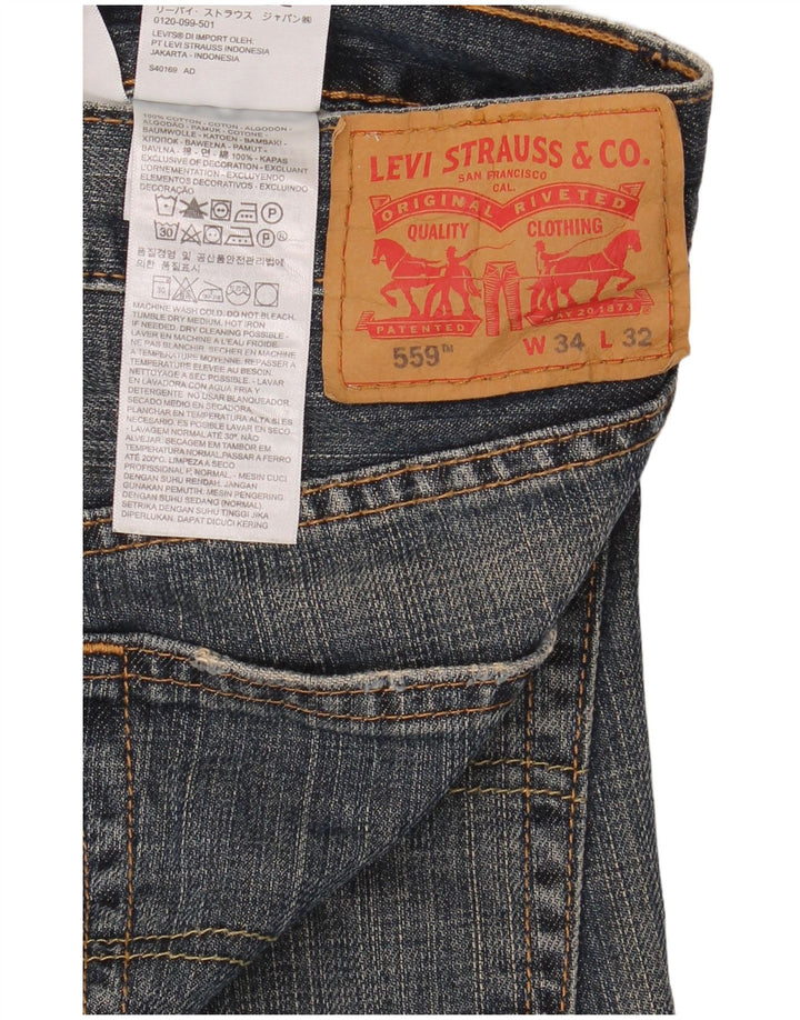 Levi's Herren 559 Straight Jeans W34 L32 Blaue Baumwolle