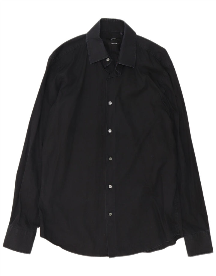 Hugo Boss Herren-Hemd mit normaler Passform, Größe 39 15 1/2 Medium Schwarz