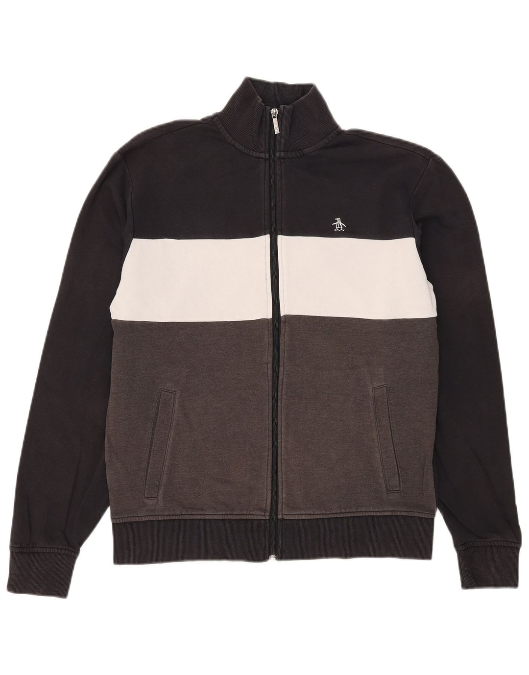 Penguin Herren-Trainingsanzugoberteil, Jacke, Größe S, Schwarz, Colourblock-Baumwolle