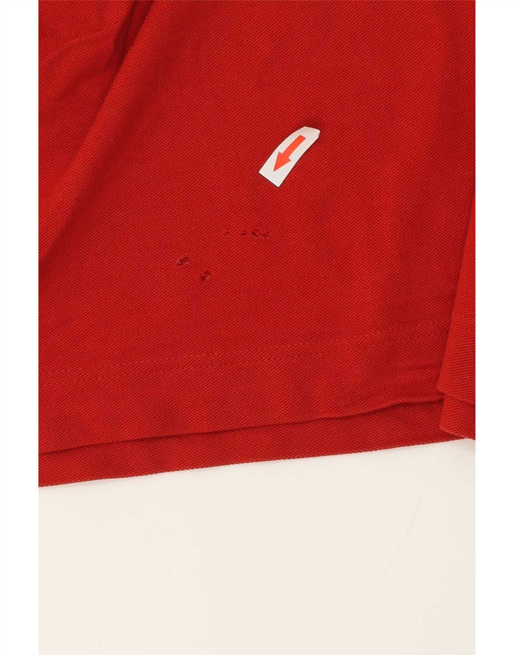 Lacoste Herren-Rugby-Poloshirt, Größe 4, mittelrot, gestreift, Baumwolle