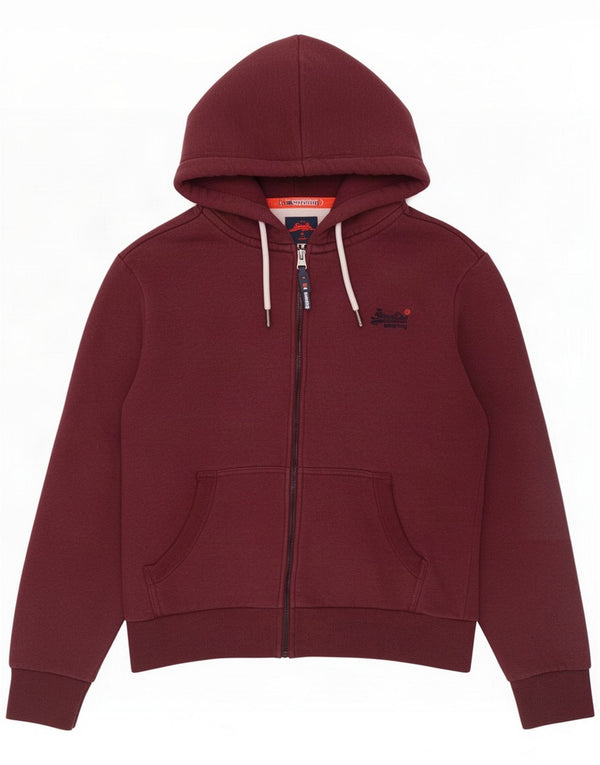 Superdry Damen Zip Hoodie Pullover UK 18 XL Burgund Baumwolle
