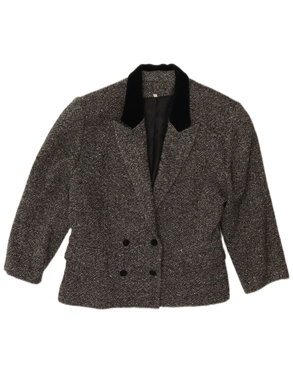 Vintage Damen 3/4 Ärmel Zweireiher Blazer Jacke IT 42 Mittelgrau