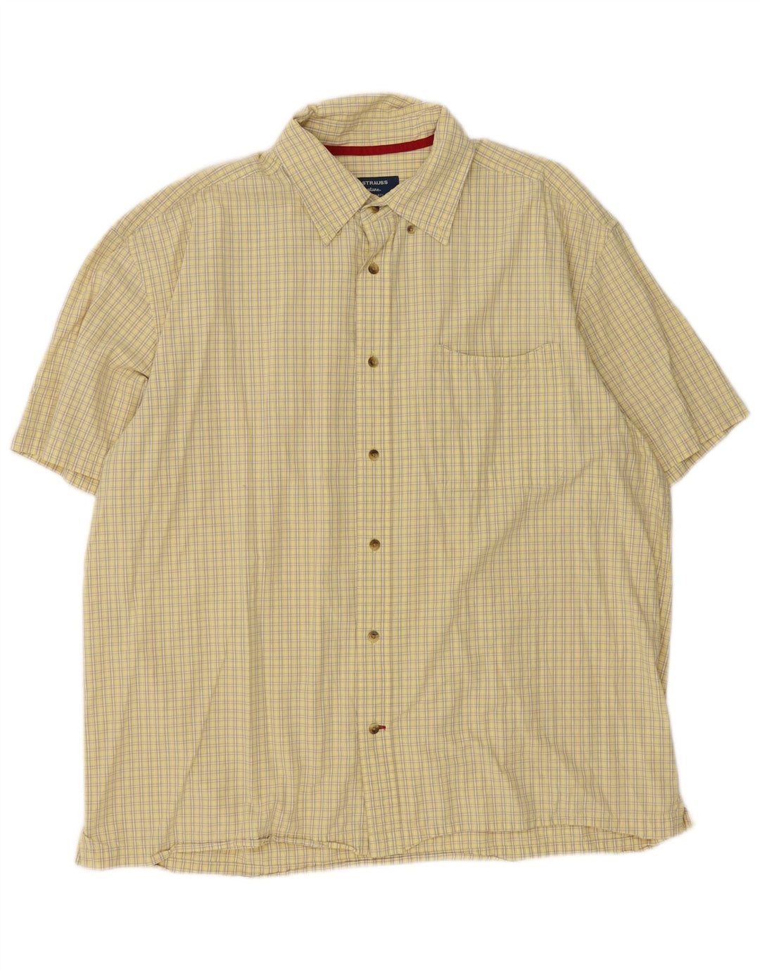 Levi's Herren-Kurzarmhemd XL aus gelber Gingham-Baumwolle