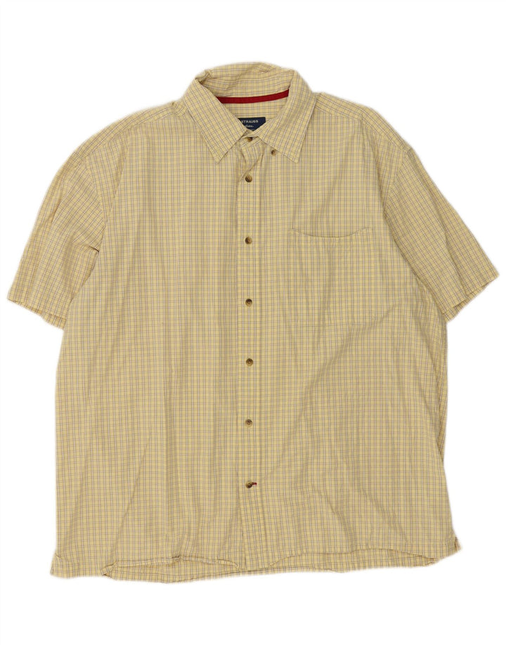 Levi's Herren-Kurzarmhemd XL aus gelber Gingham-Baumwolle