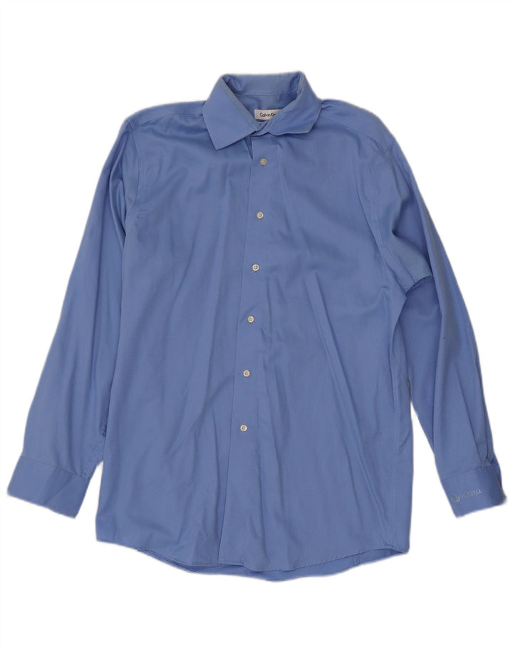 Calvin Klein Herrenhemd, Größe 14 1/2 15, kleine blaue Baumwolle