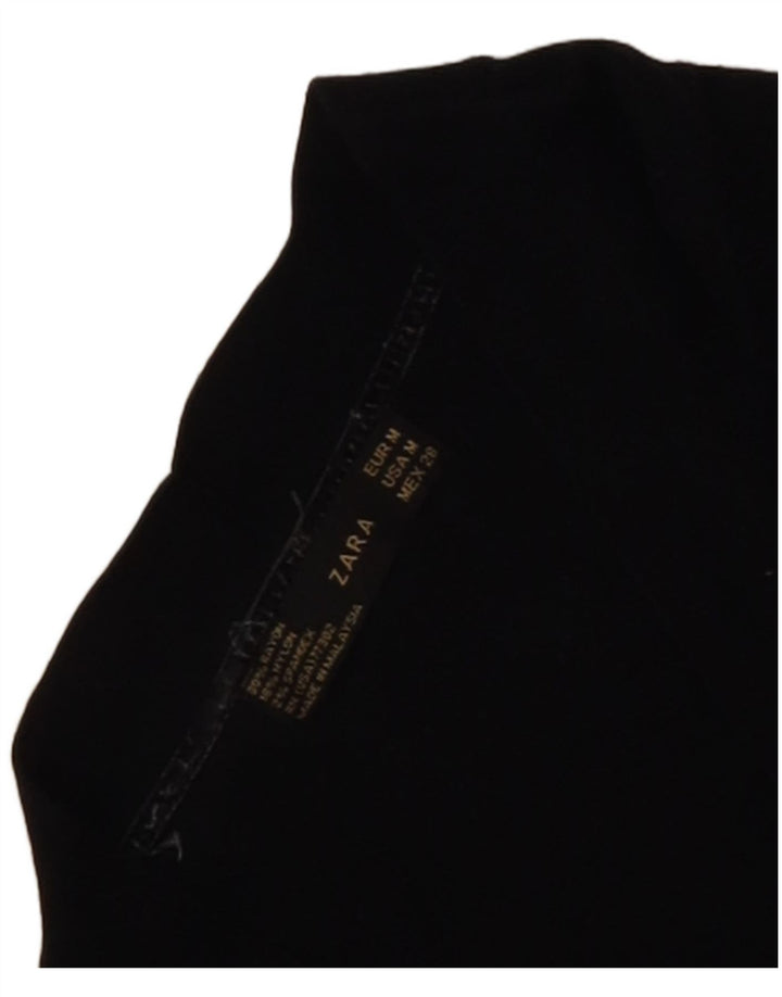 Zara Damen Crop Cardigan Pullover UK 12 Medium Schwarz