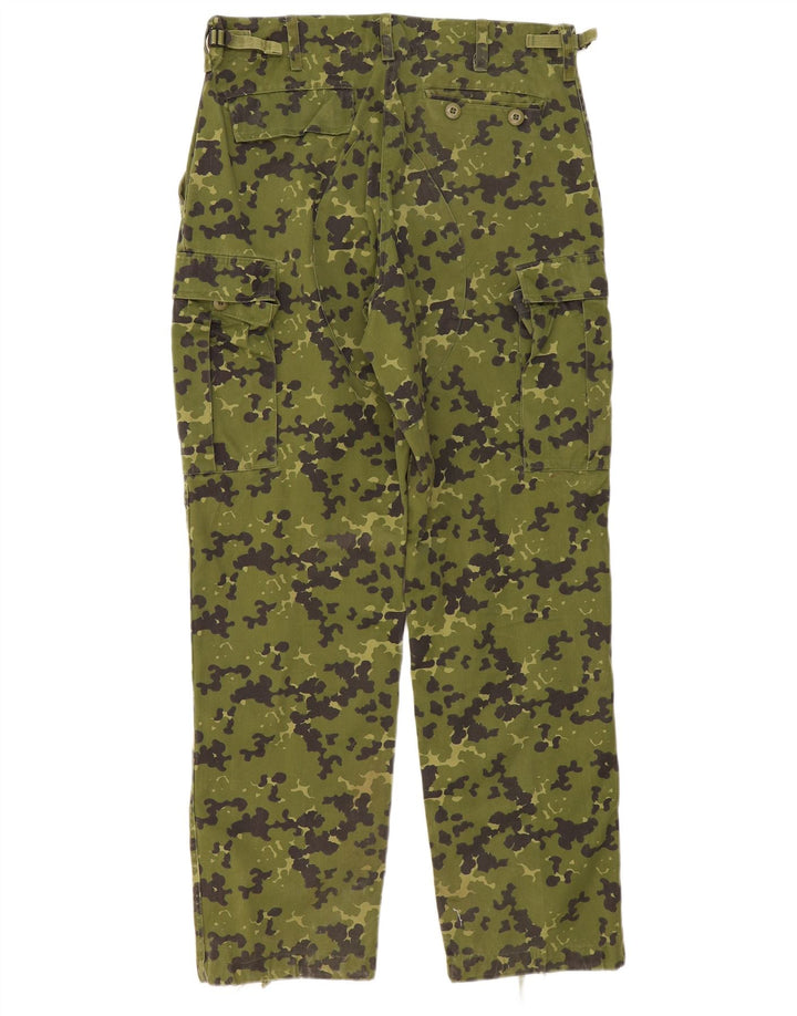 Vintage Herren Straight Cargo Hose W34 L32 Khaki Camouflage Polyester