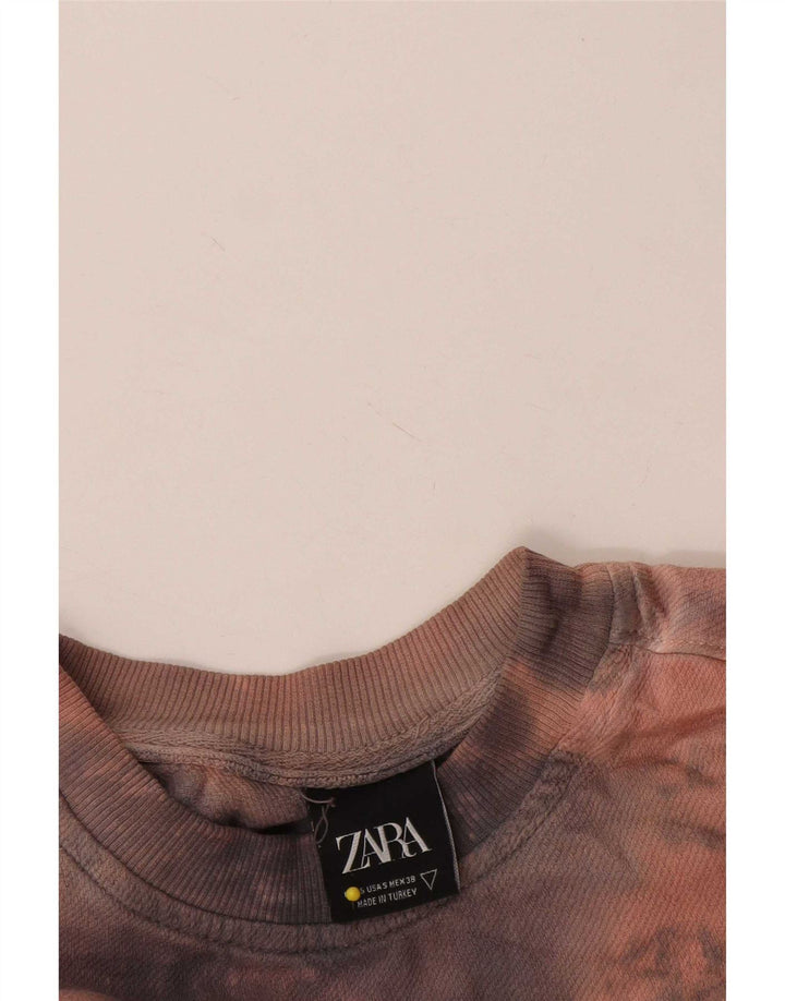 Zara Herren-Sweatshirt mit grafischer lockerer Passform, klein, mehrfarbig, Batikfärbung