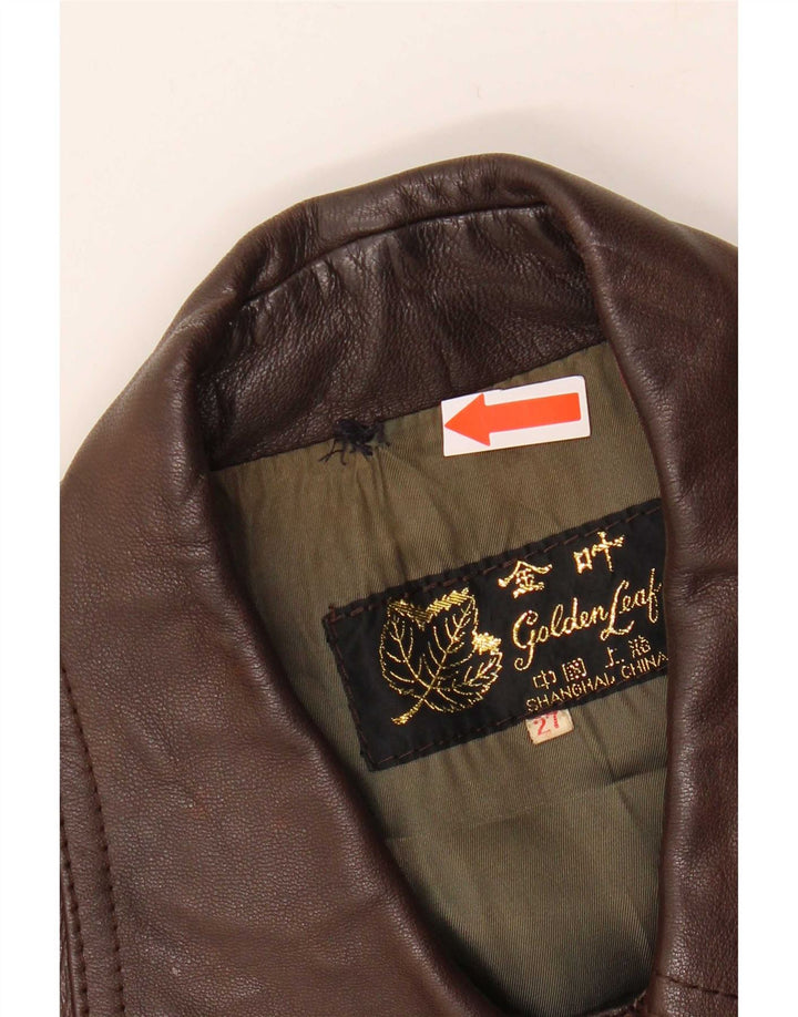 Golden Leaf Herren Lederjacke UK 38 Mittelbraun