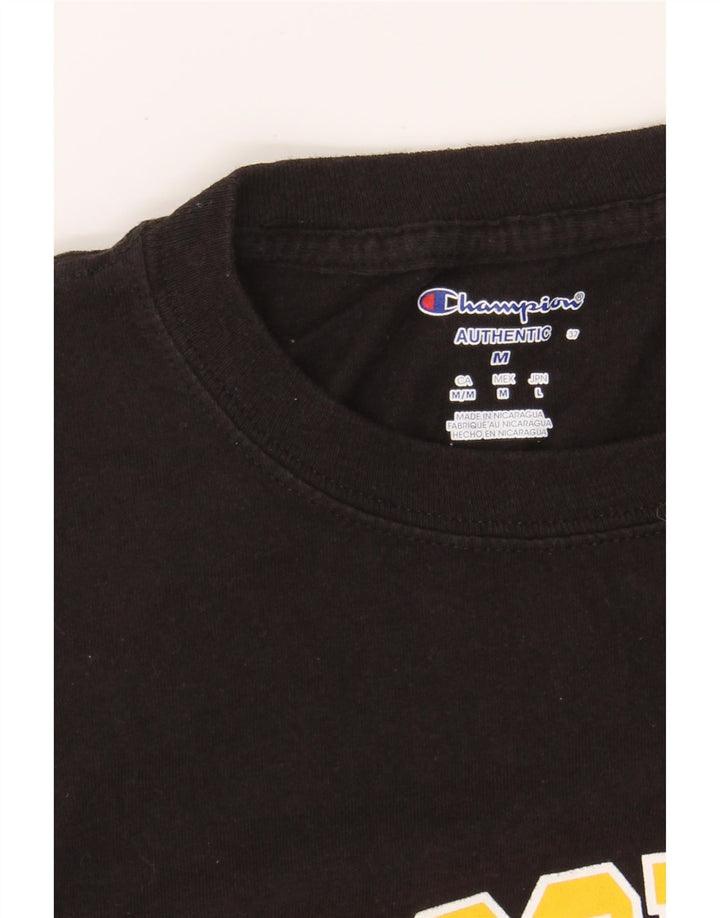 CHAMPION Mens UW Oshkosh Graphic Top Long Sleeve Medium Black Cotton Vintage Champion and Second-Hand Champion from Messina Hembry 