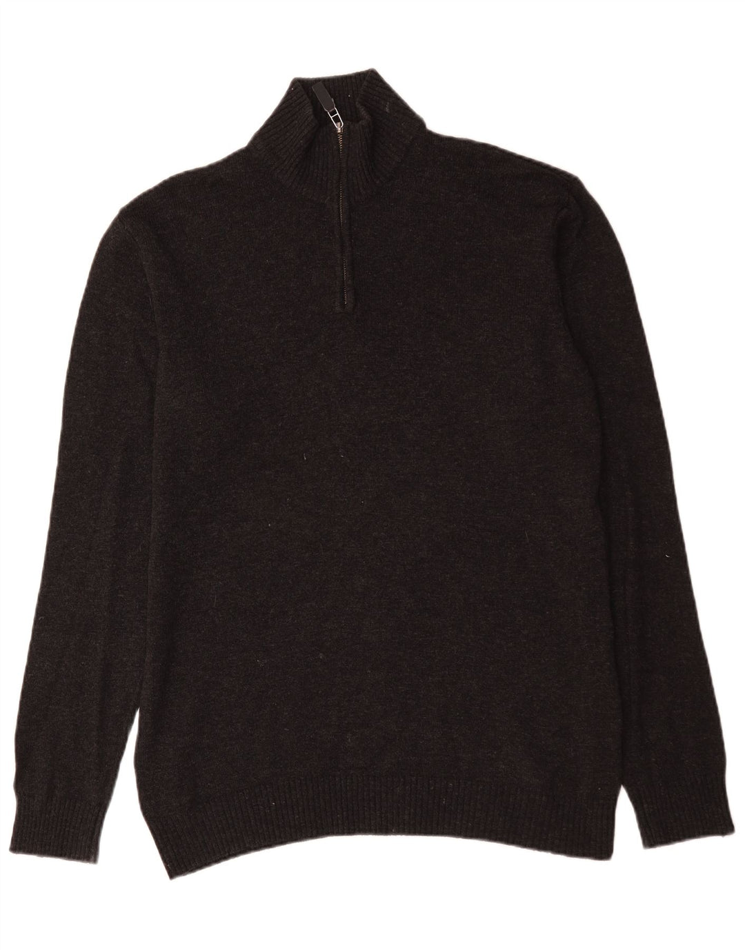 John Lewis Herren-Pullover mit Reißverschluss am Hals, Mittelgrau meliert