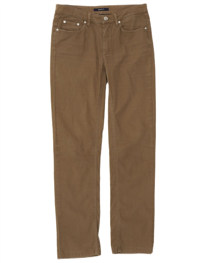 GANT Damen gerade Freizeithose W27 L29 Khaki Baumwolle