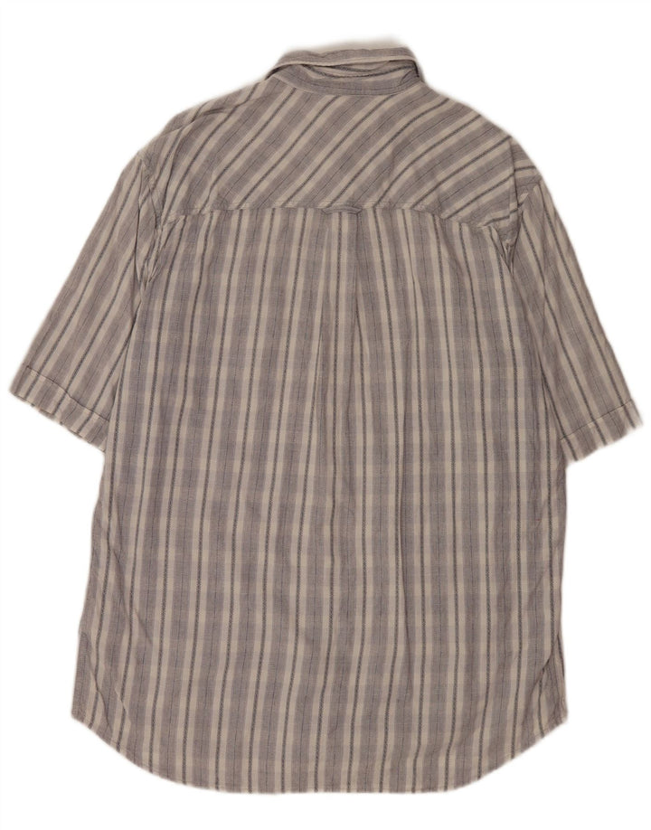 Marlboro Classics Herren Kurzarmhemd XL grau gestreift aus Baumwolle