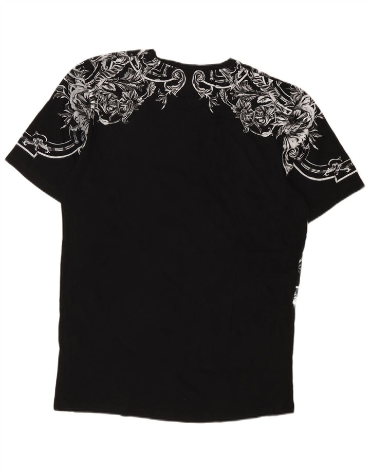 Zara Herren-T-Shirt mit Grafik, groß, schwarz, geblümt