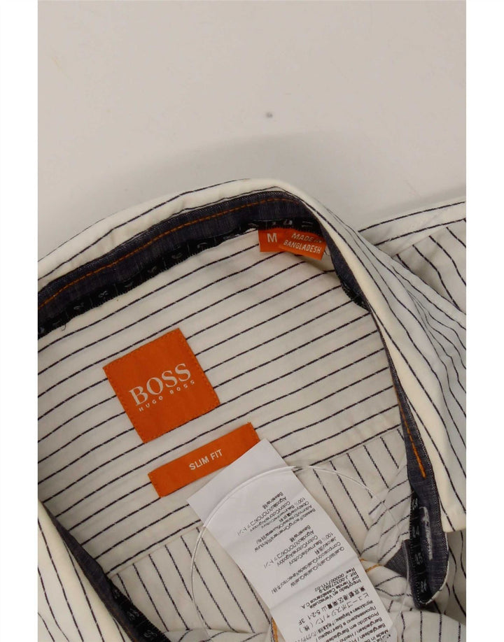 Hugo Boss Slim-Fit-Hemd für Damen aus mittelweißer Nadelstreifen-Baumwolle