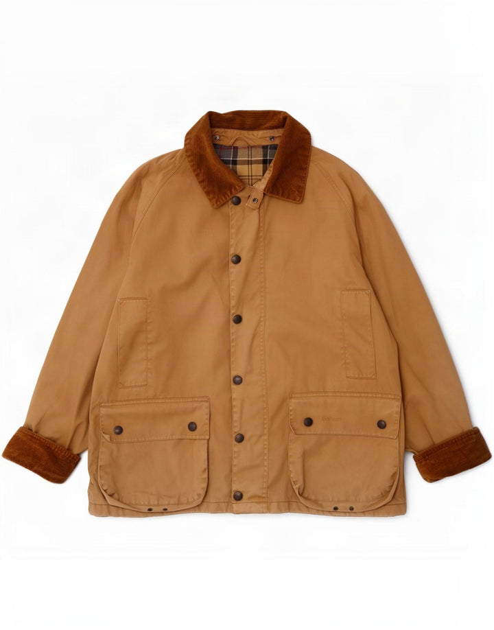 Barbour Herren-Bedale-Jacke aus gewachster Baumwolle, UK 38, Mittelbeige, Farbblock