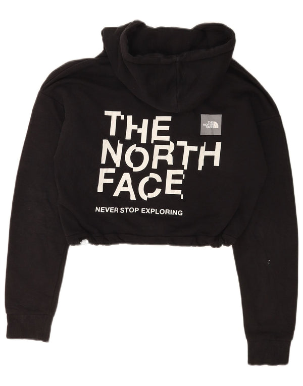 The North Face Womens Graphic Crop Hoodie Pullover UK 10 Small Schwarz Baumwolle