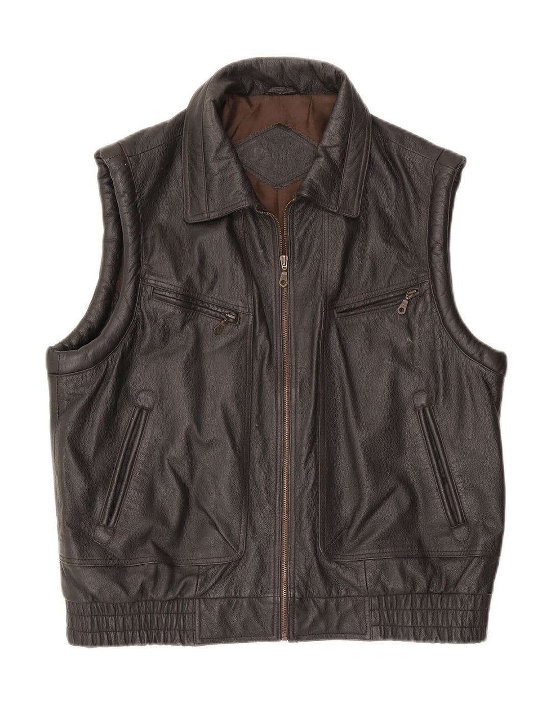 Vintage Herren Lederweste IT 54 2XL Braunes Leder