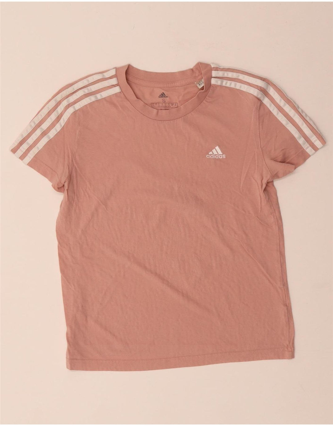 ADIDAS Damen T-Shirt Top UK 8/10 Small Rosa Baumwolle
