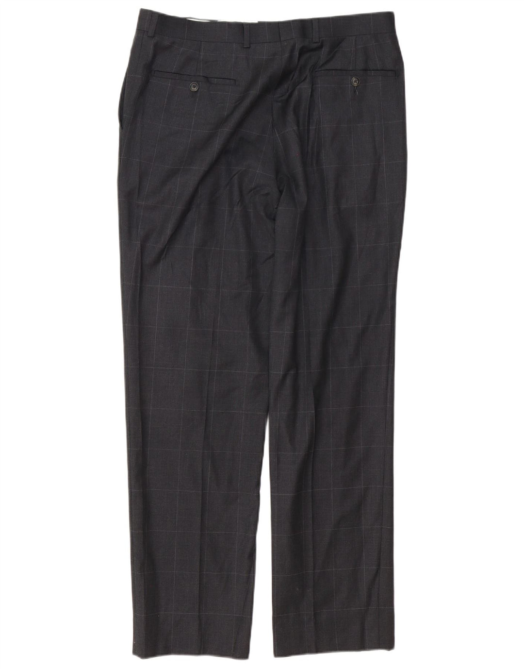 MARKS & SPENCER Herren-Anzughose mit normaler Passform, W34, L31, grau karierte Wolle