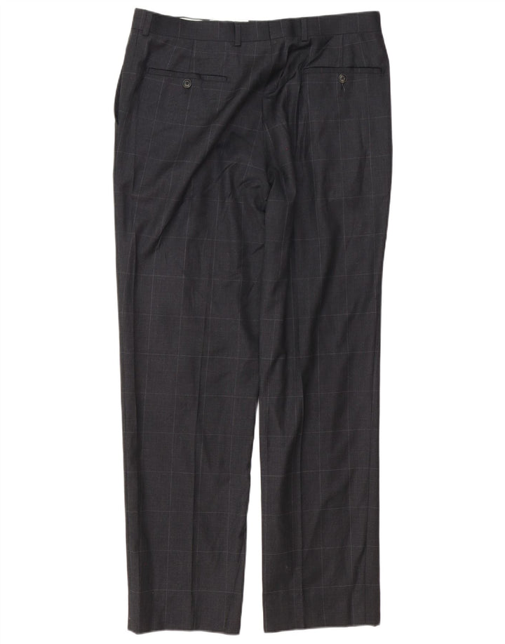 MARKS & SPENCER Herren-Anzughose mit normaler Passform, W34, L31, grau karierte Wolle