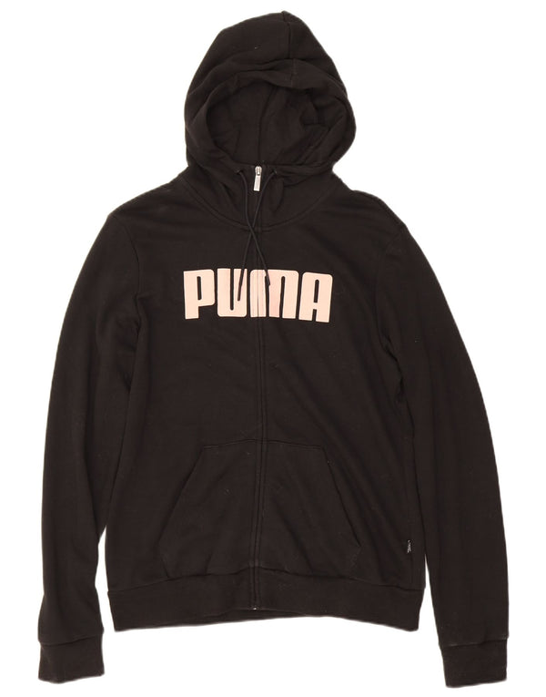 Puma Womens Graphic Zip Hoodie Pullover UK 14 Mittelschwarze Baumwolle