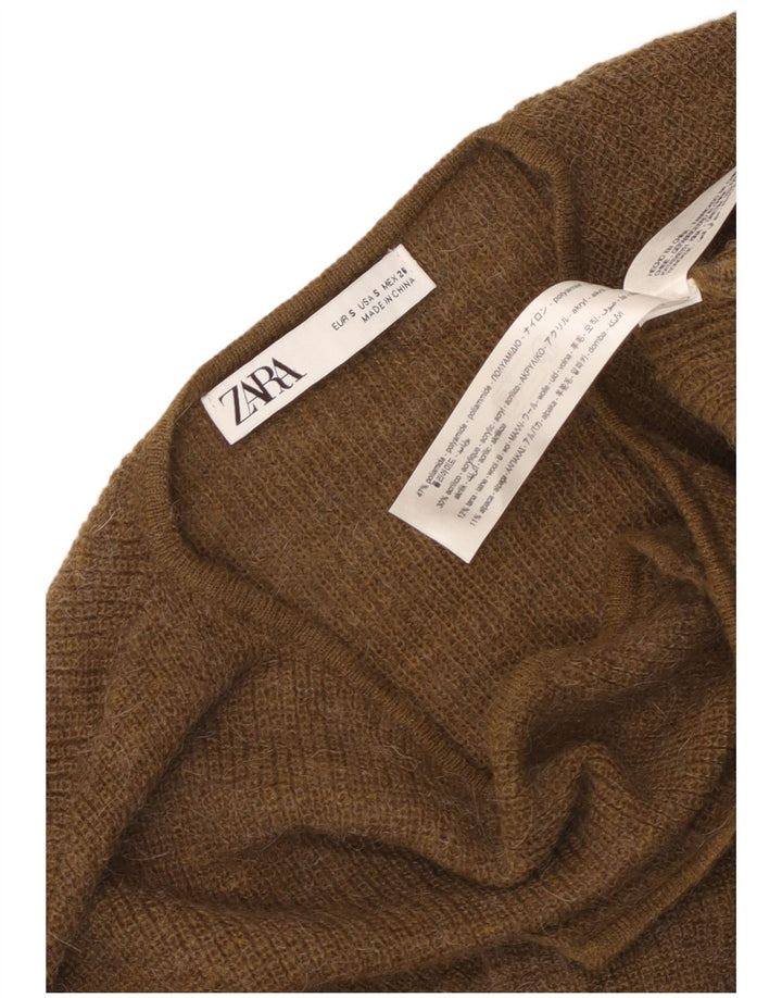 Zara Damen Wickel-Cardigan-Pullover UK 10 Small Khaki Polyamid