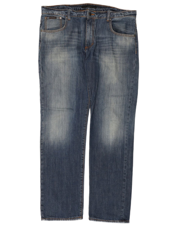 Calvin Klein Herren Straight Jeans W38 L34 Blaue Baumwolle