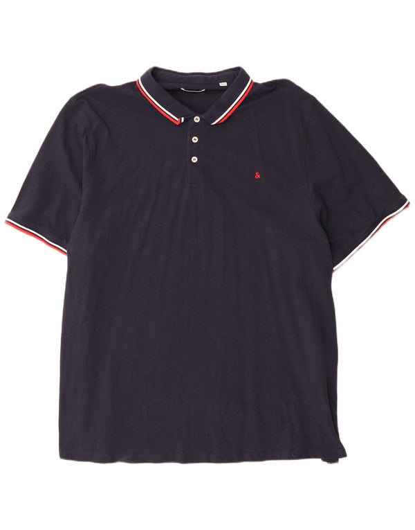 Jack & Jones Herren Poloshirt 5XL Marineblau gestreift aus Baumwolle