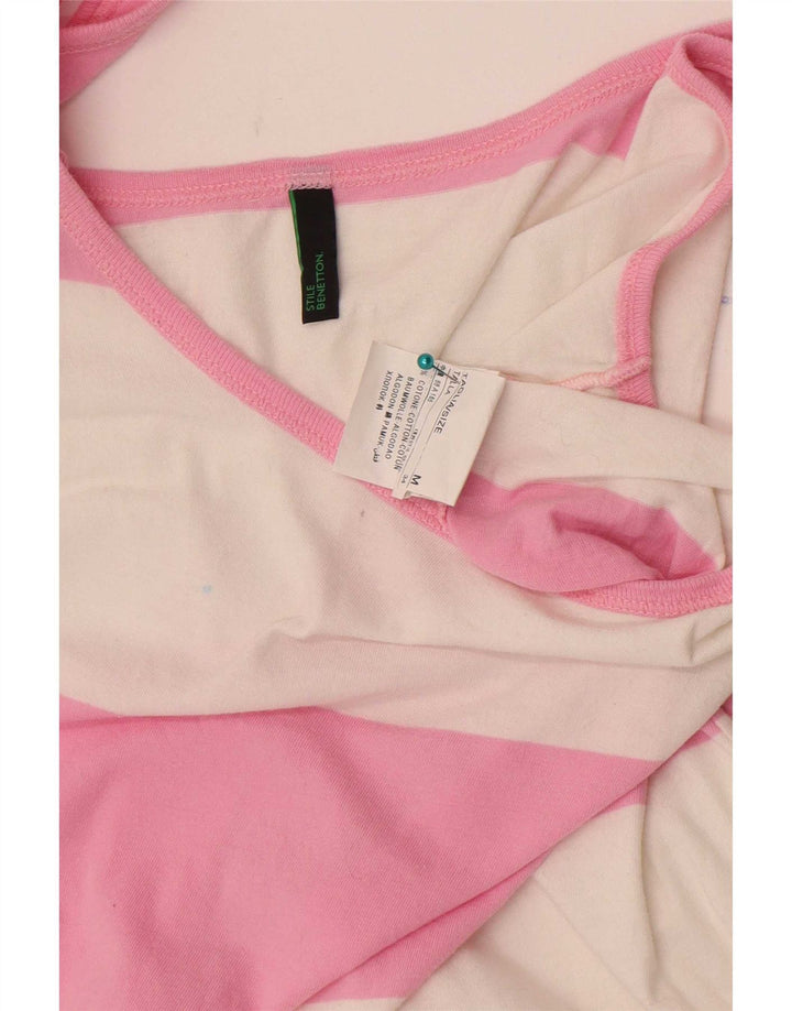 Benetton Damen-Trägershirt UK 12 Mittelrosa gestreift aus Baumwolle