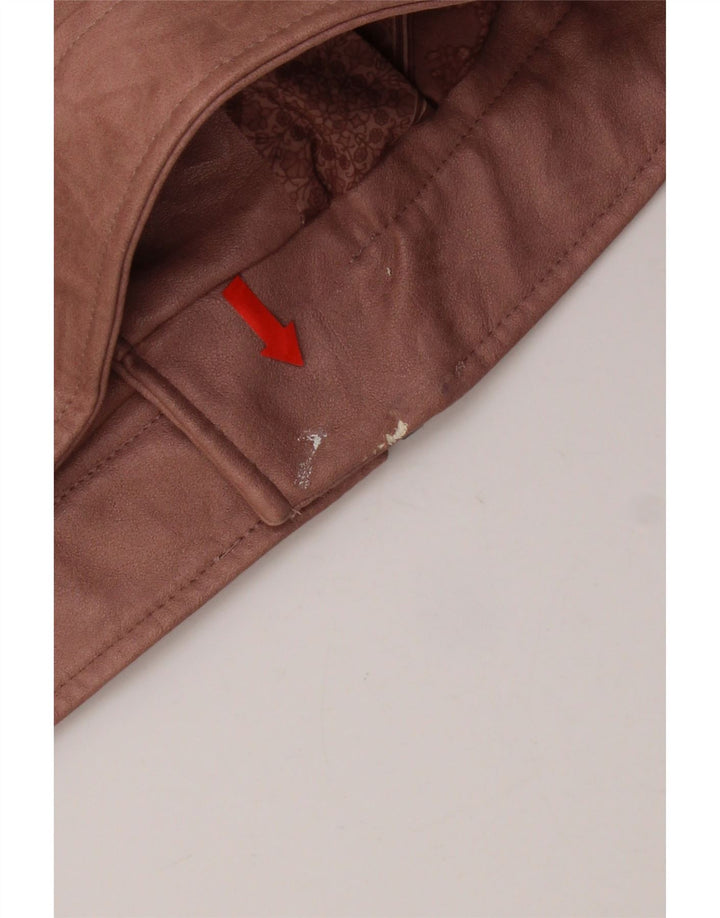 Desigual Damen-Bikerjacke aus Kunstleder, EU 38, Mittelrosa mit Blumenmuster