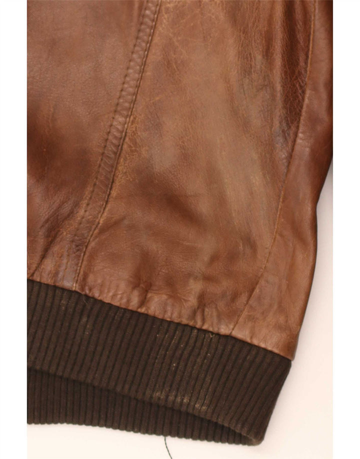 Vintage Herren Militärlederjacke UK 36 Small Brown
