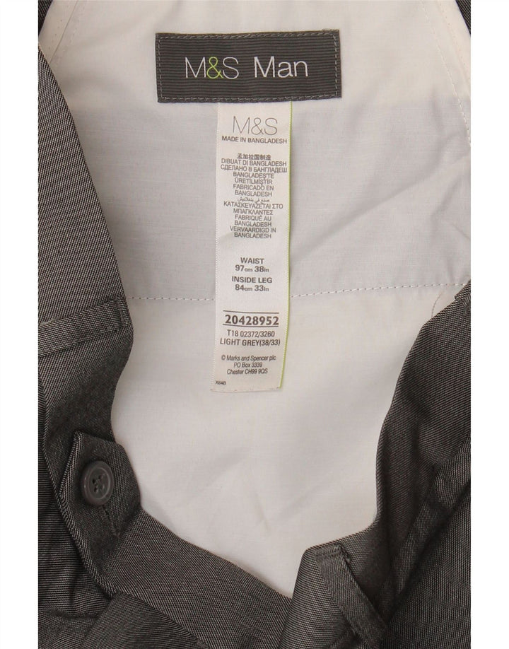 Marks & Spencer Herren-Anzughose mit geradem Bund, Breite 38, Länge 29, Grau, Polyester