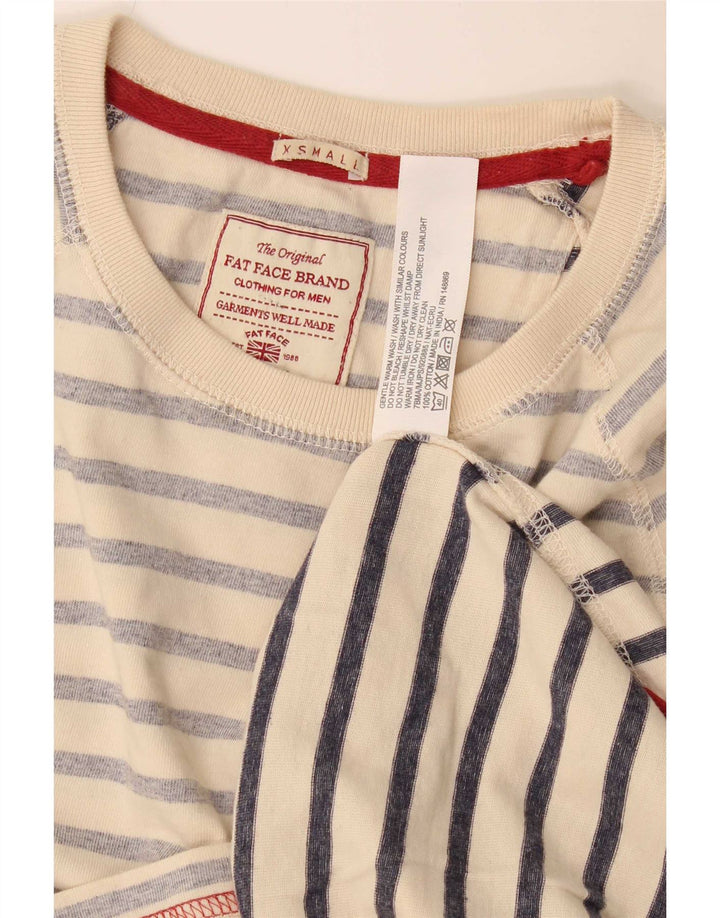 Fat Face Herren-Top, langärmelig, XS, beige, gestreift, Baumwolle