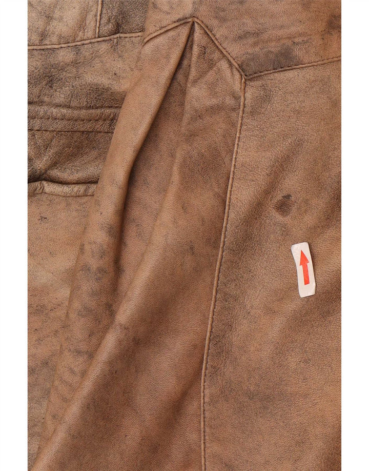 Vintage Damen Übergroße Lederjacke IT 40 Kleines braunes Leder