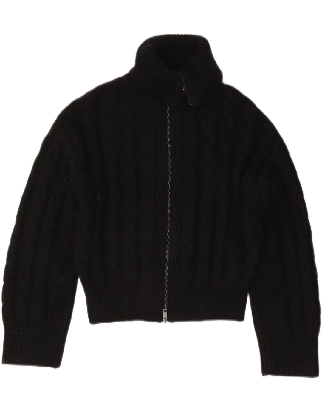 Cos Womens Crop Oversized Cardigan Pullover UK 10 Small Schwarze Wolle
